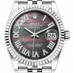 Rolex Datejust 36MM 16234 Black MOP Diamond Dial Watch